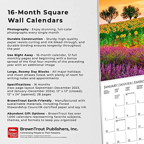 Graphique 2024 לוח השנה של פרובנס קיר | 12 x 12 | נייר עבה | מארגן בית ומשרדים | רשת חודשית גדולה